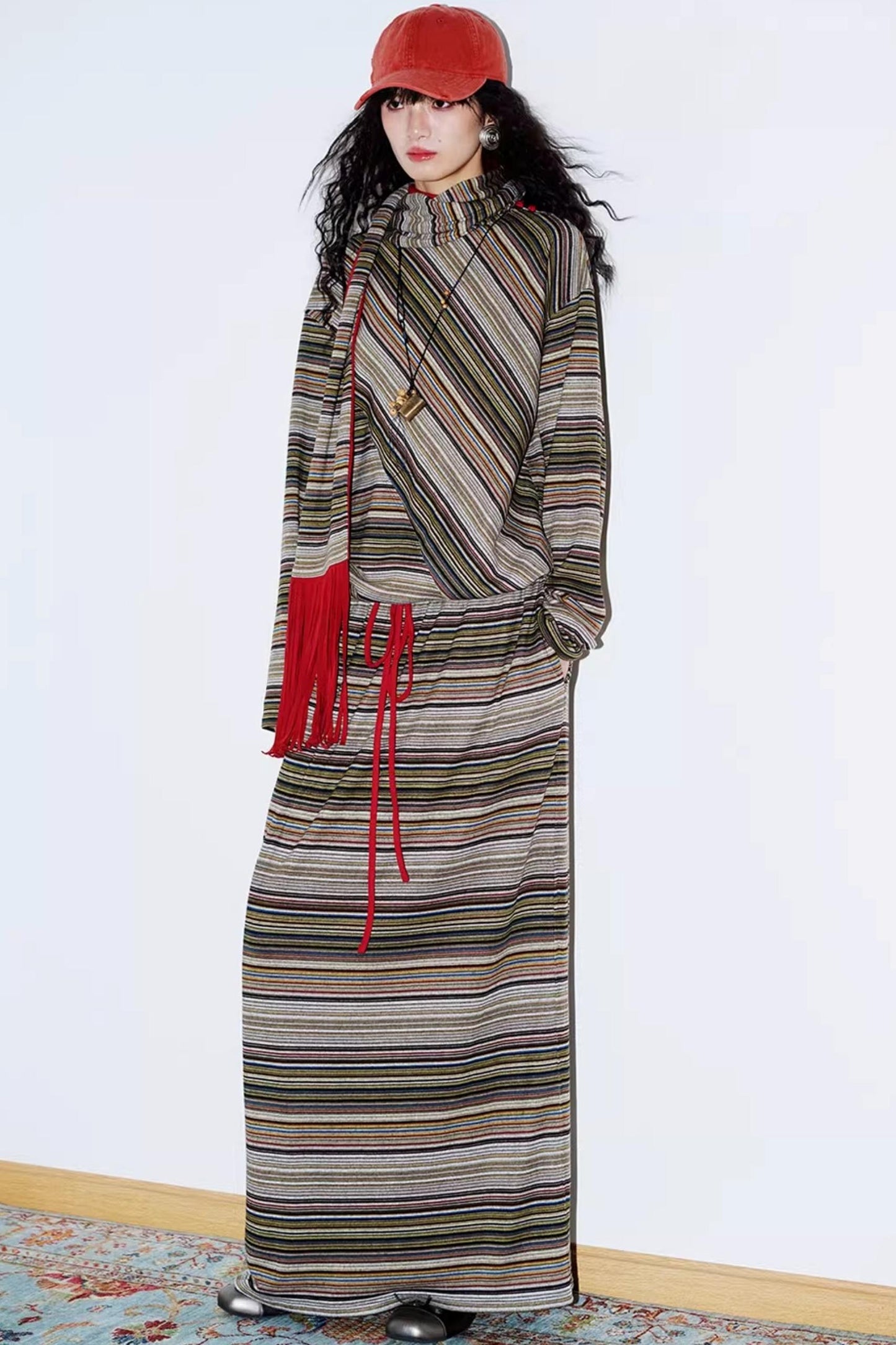 Striped Brushed Long-Sleeved Top