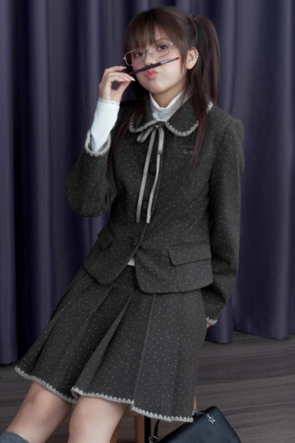 Polka Dot Tweed Coat Set-Up