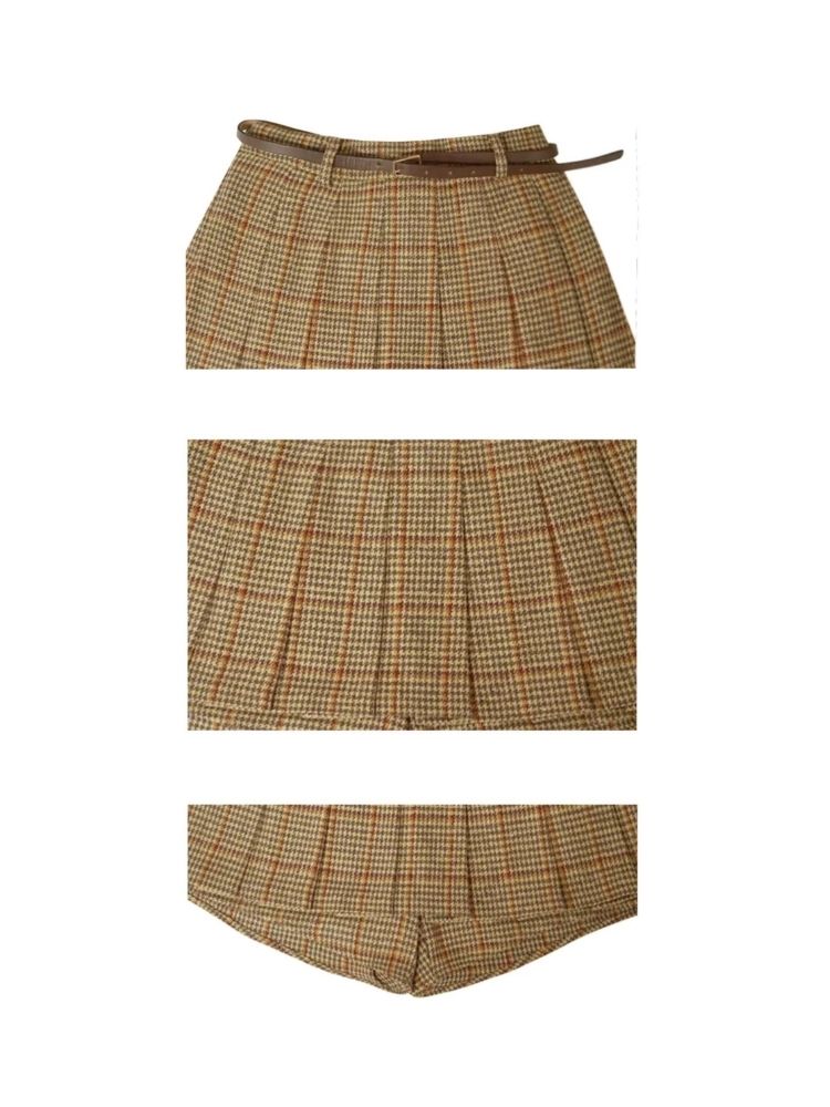 Fine Checkered Tweed High Waist Short Skirt