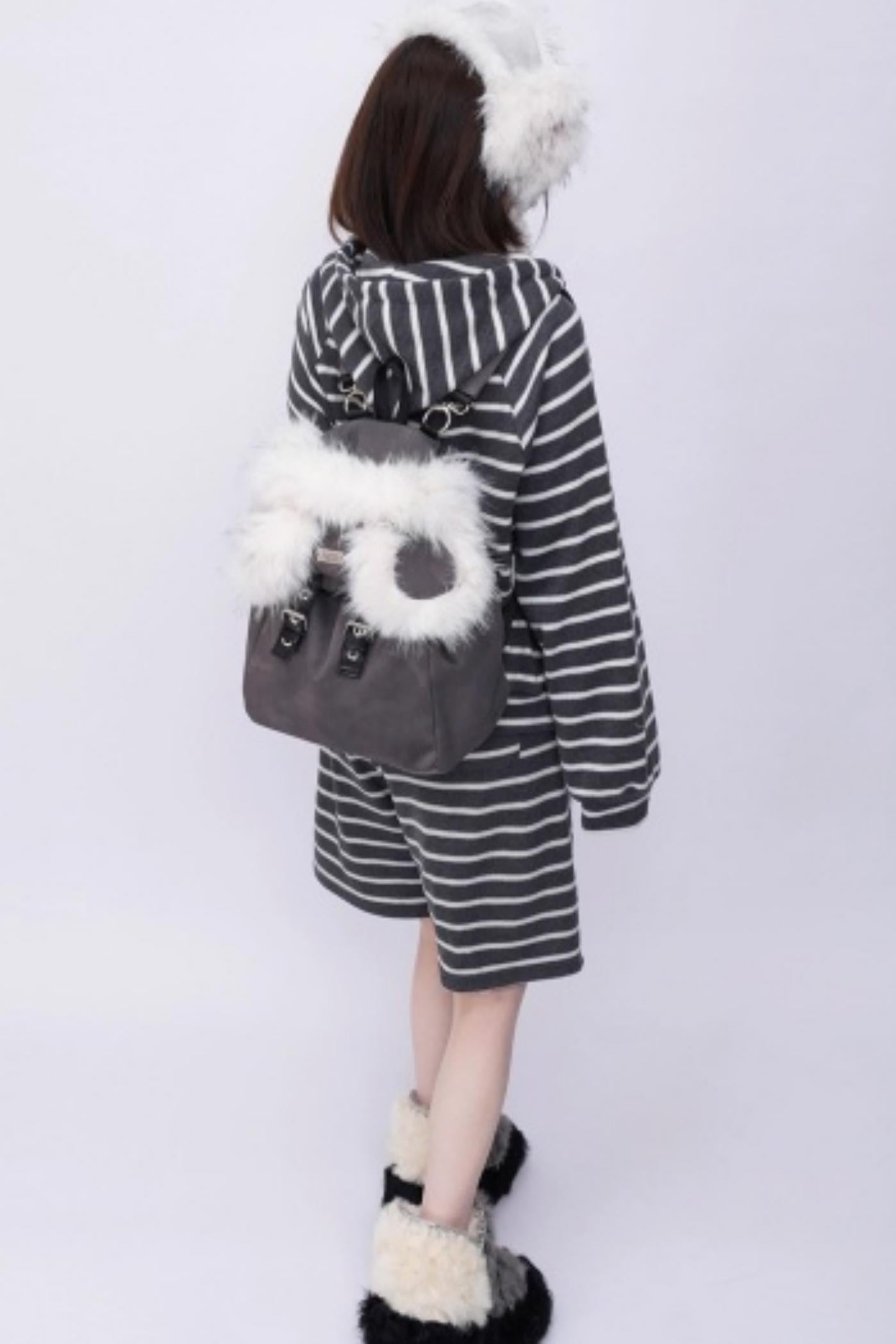 Furry Bear Crossbody Backpack