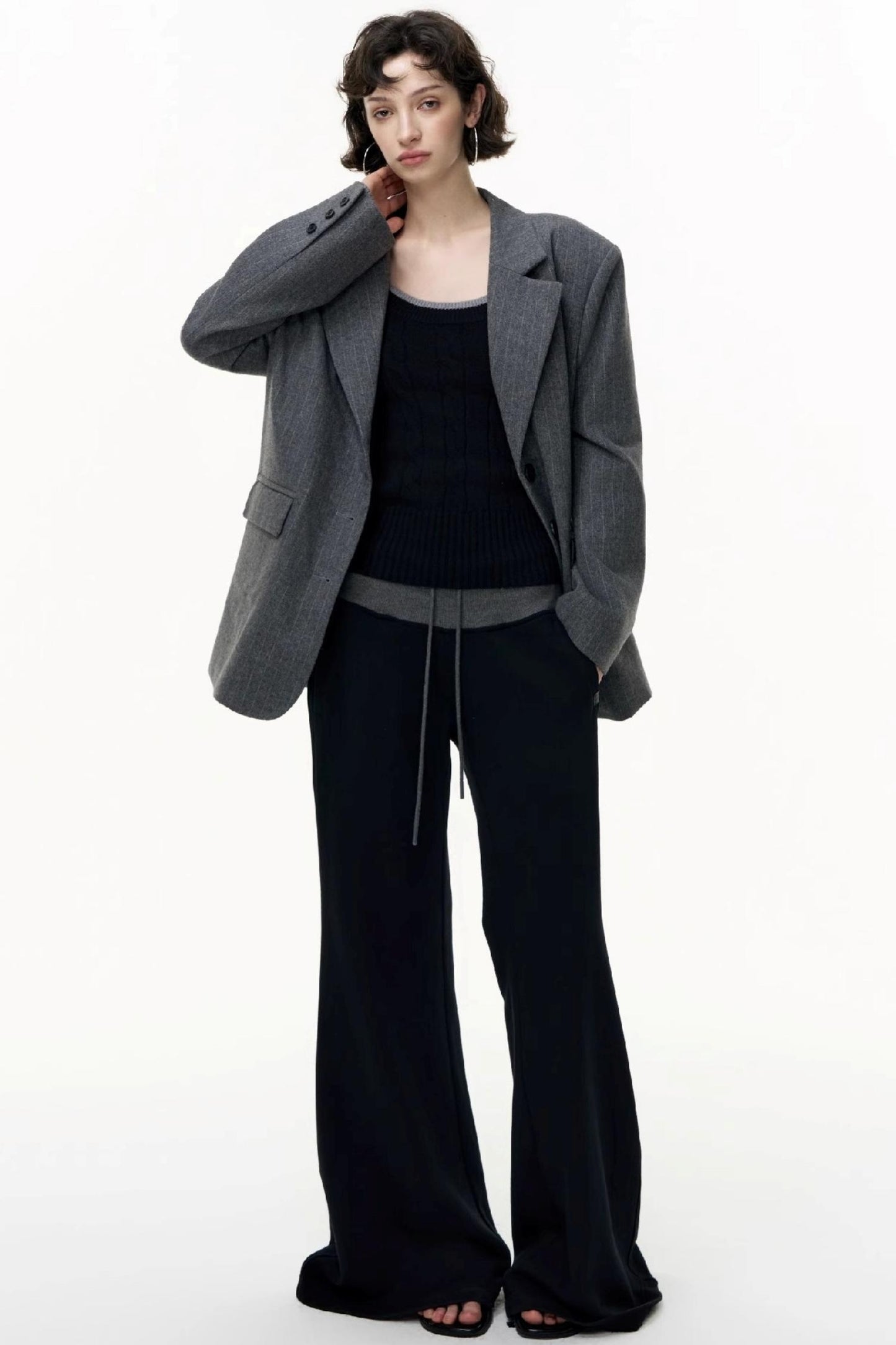 Flared Cotton Wide-Waisted Sweatpants