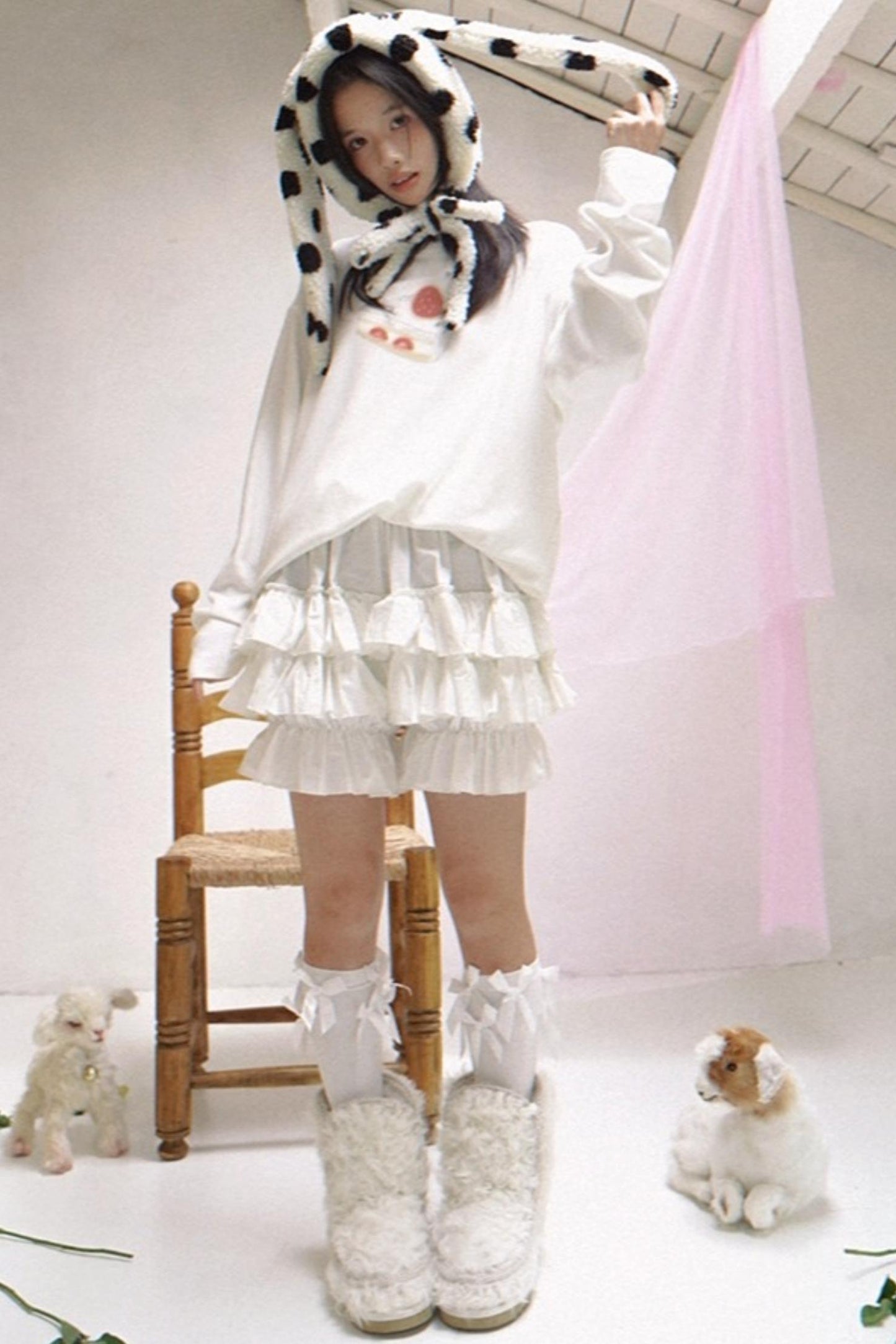 Happy Polka Dot Rabbit Ears Bow Hat