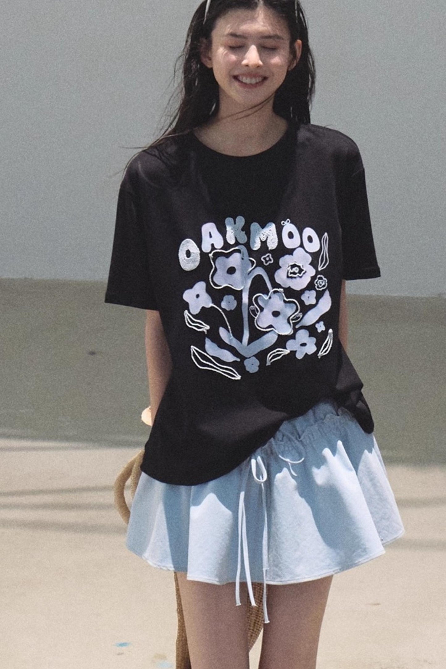 Embroidered Lyocell Puffy A-Line Skirt