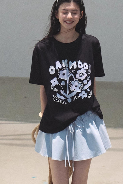 Embroidered Lyocell Puffy A-Line Skirt