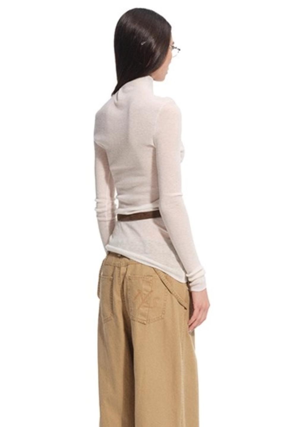 High Neck Long Sleeve Knit Wool Top