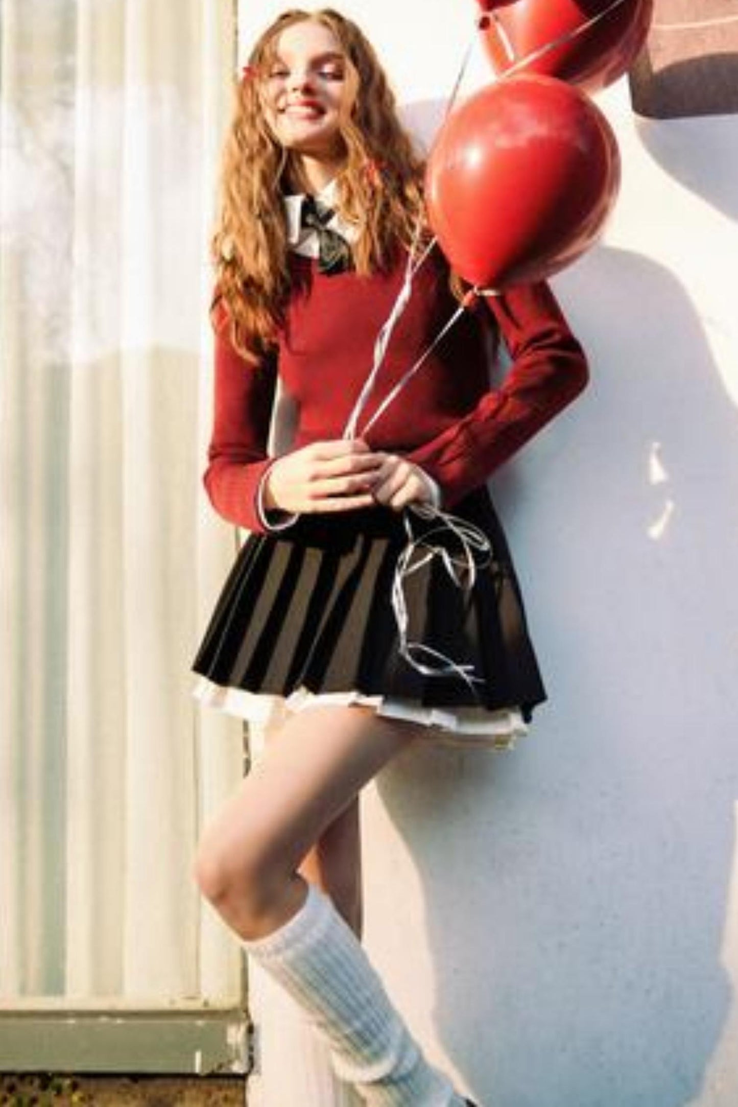 High-Waisted A-Line Pleated Skirt