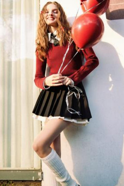 High-Waisted A-Line Pleated Skirt