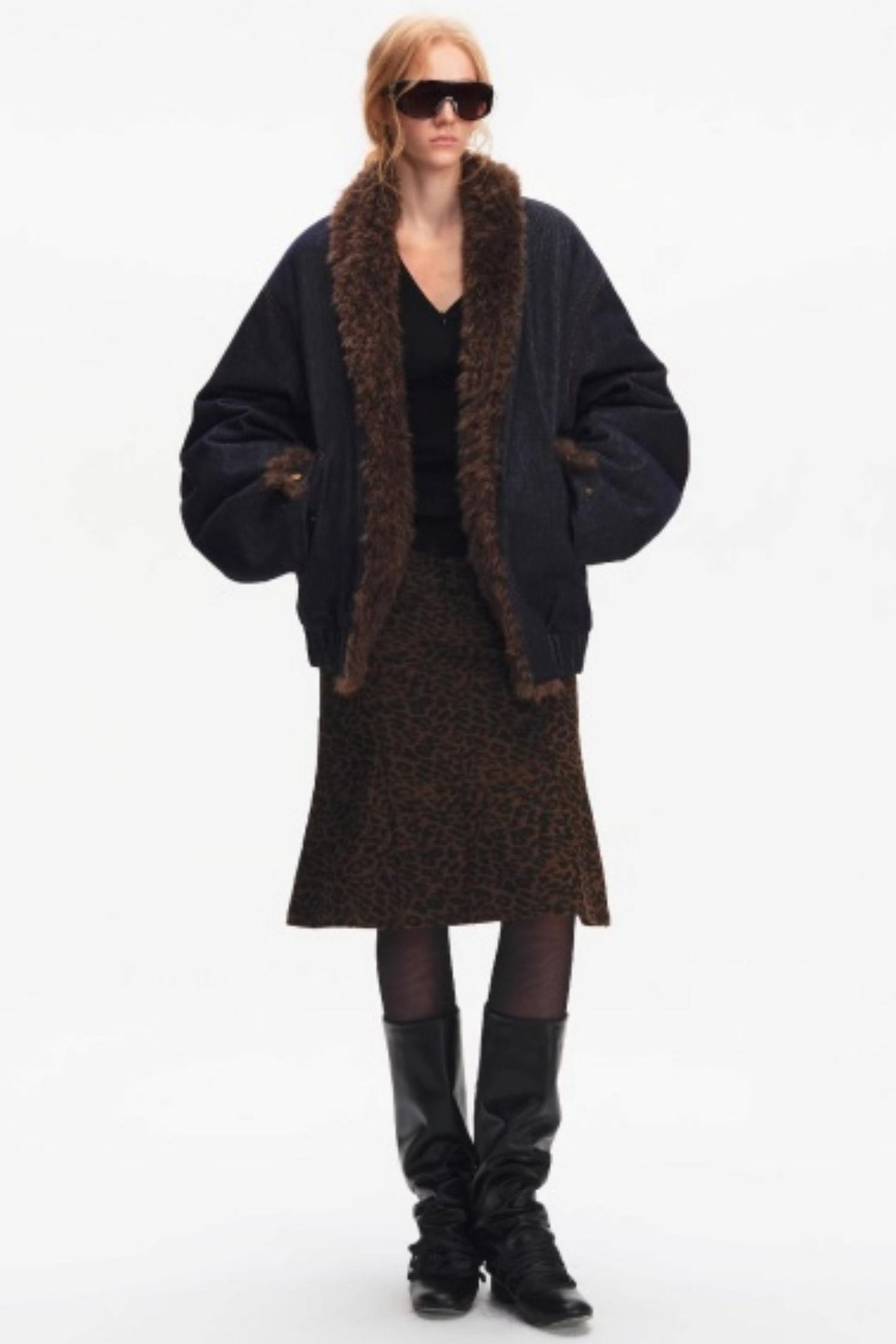 Leopard Print Fishtail Skirt