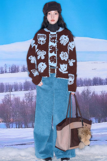 Velvet Jacquard Cardigan Set-Up