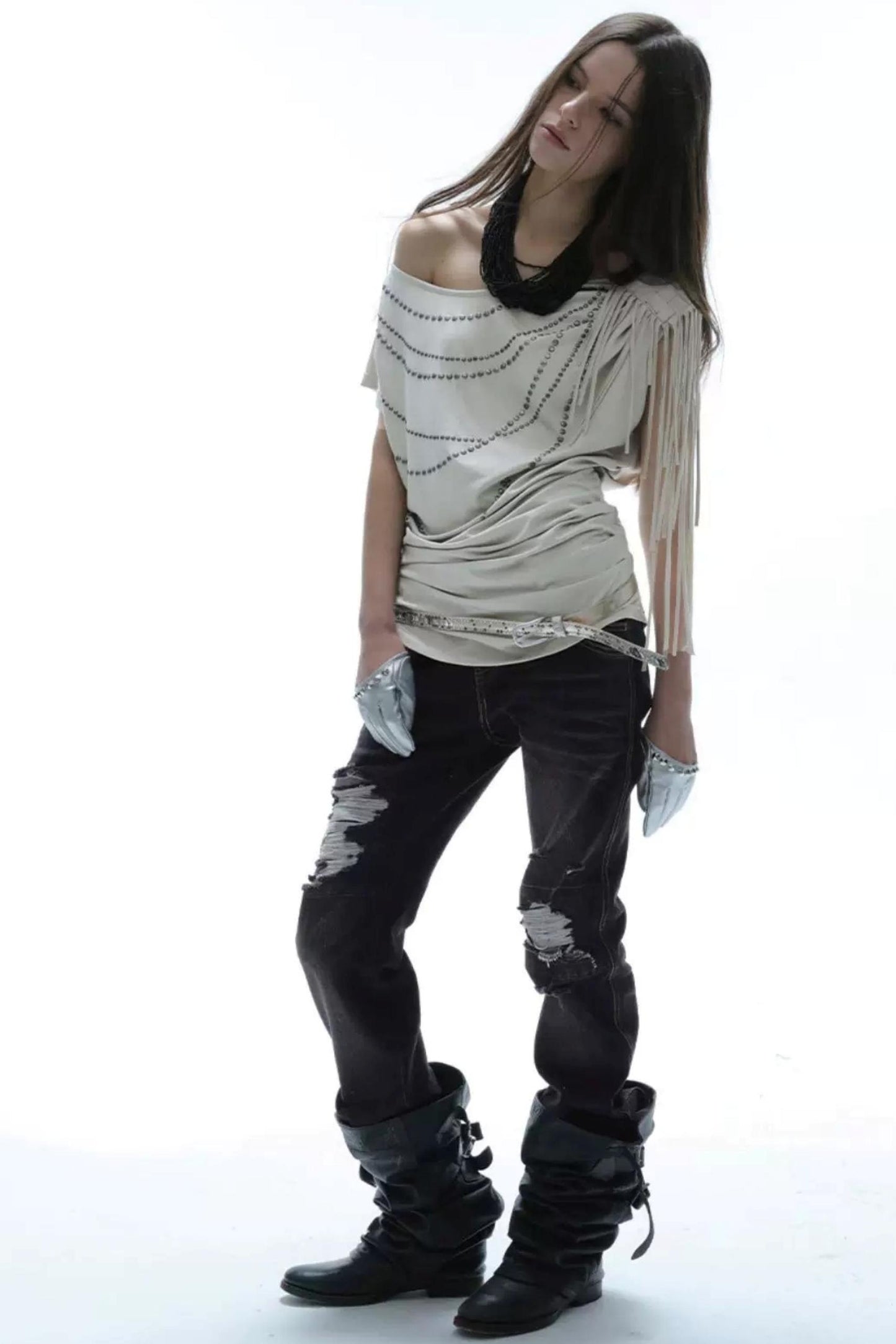 Jeans Strappati a Vita Bassa