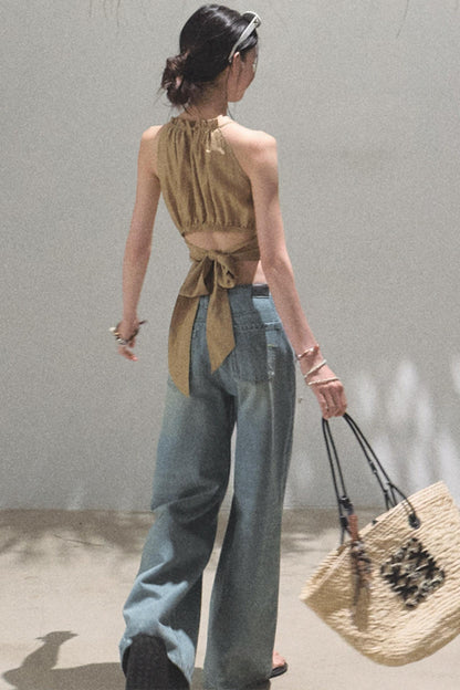 Floral Lace-Up Camisole