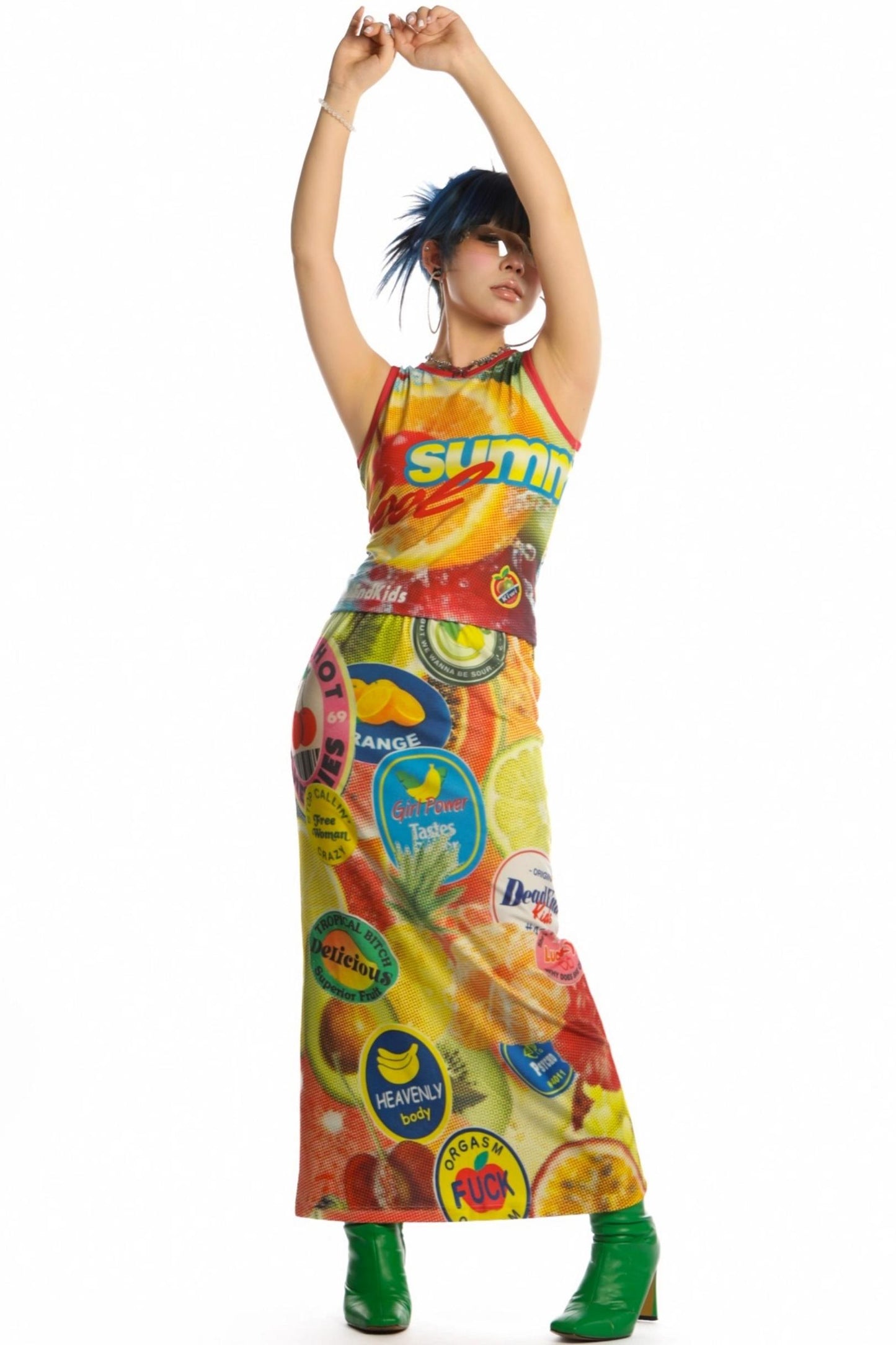 Reversible Print Stretch Casual Maxi Skirt