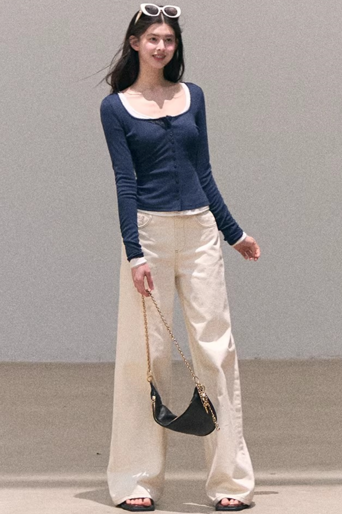 Hollow-Out Ribbed Knit Cardigan