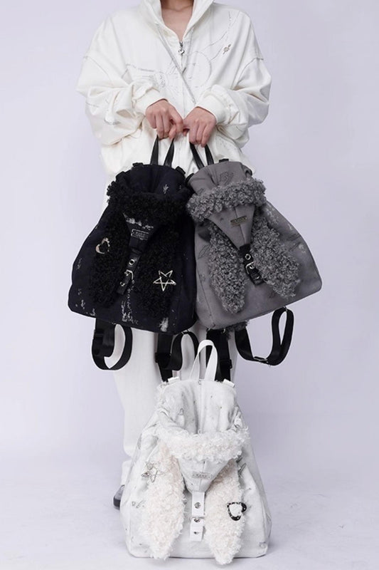 Cute Furry Rabbit Ears Backpack