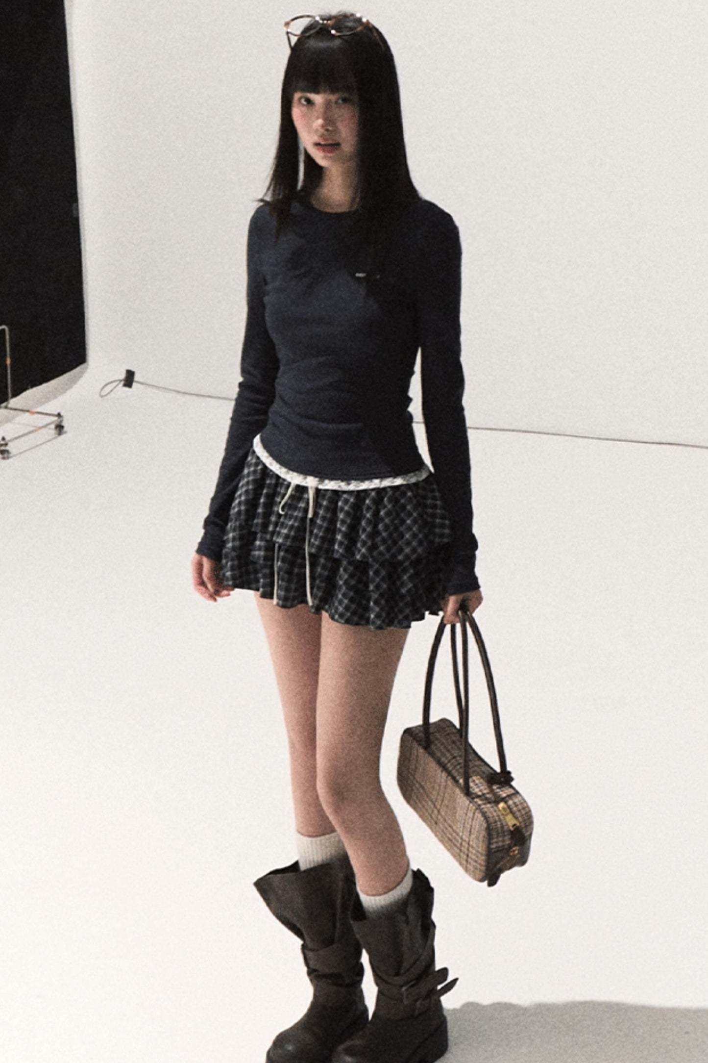 Shrine Plaid Woolen A-Line Skirt