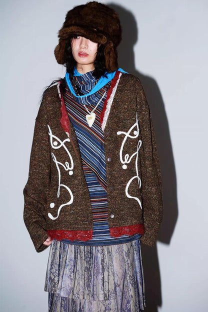 Retro Lace Knitted Cardigan