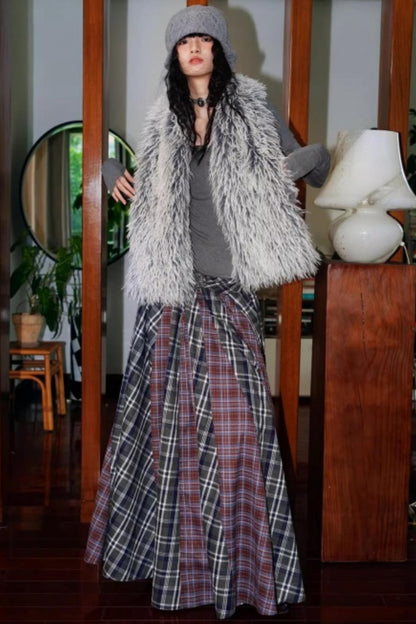 Vintage Lace-up Plush Scarf