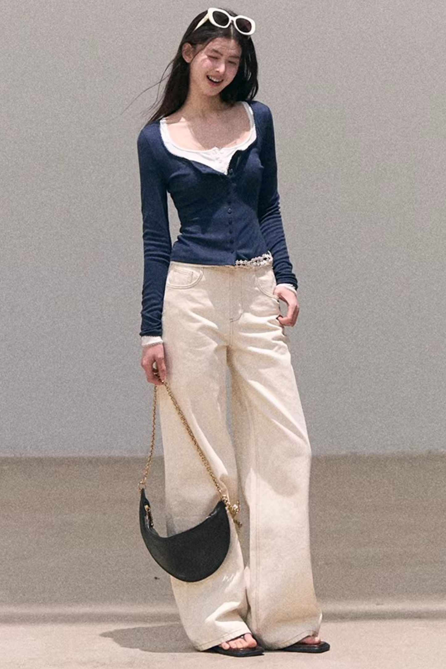 Hollow-Out Ribbed Knit Cardigan