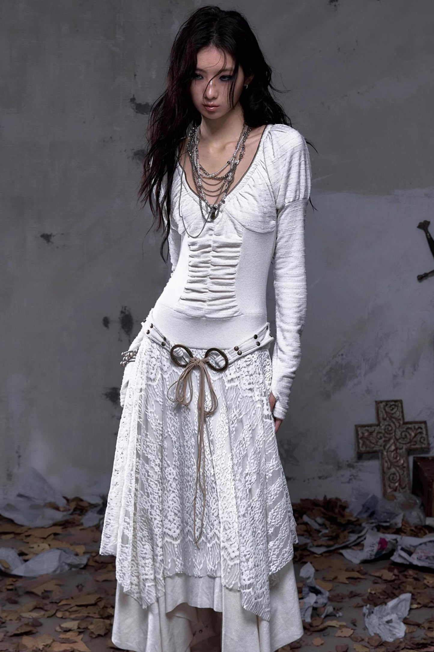 Court Dream Puff Sleeve Lace Maxi Dress