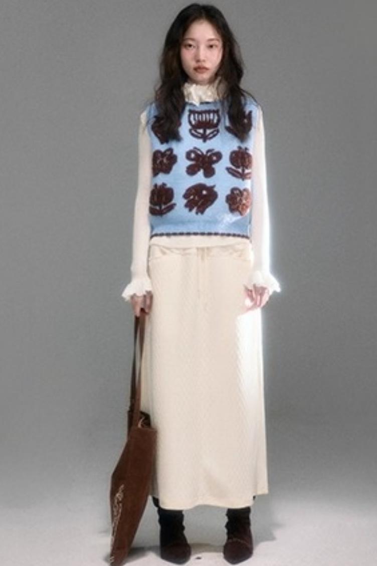 Moroccan Quilted Texture Sweatshirt Skirt Set-Up