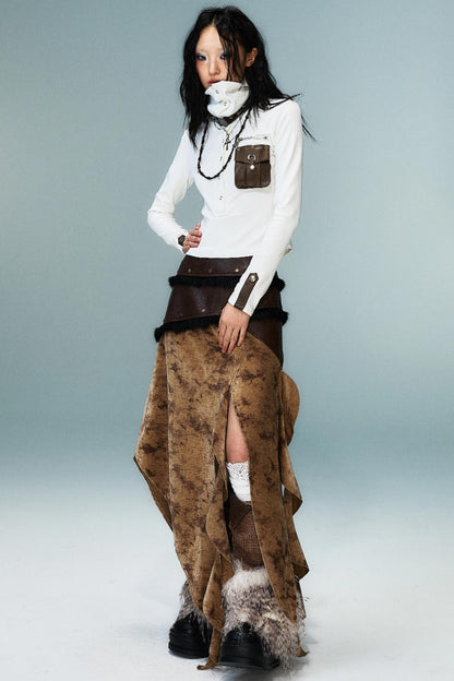 Punk High Neck Slim Knit Base Top