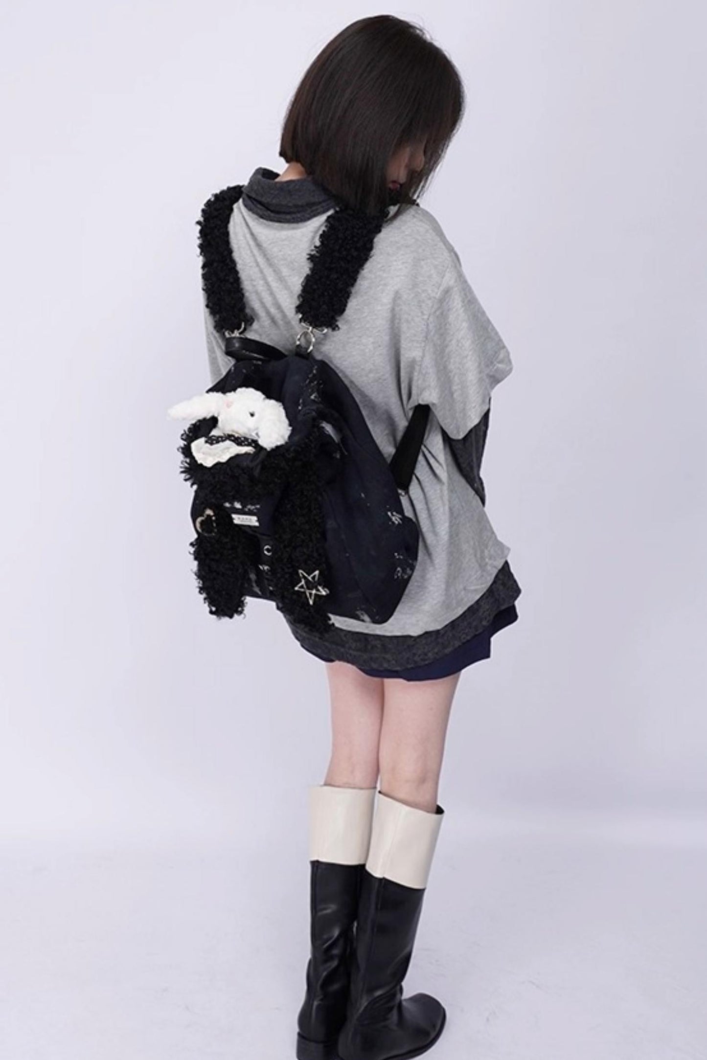 Cute Furry Rabbit Ears Backpack