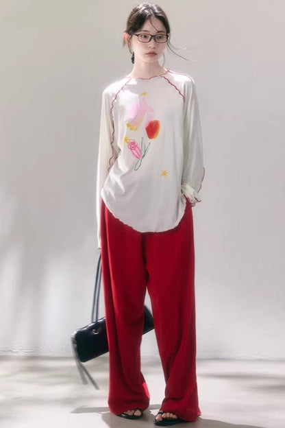 Linen Blend Wide-Leg Pants