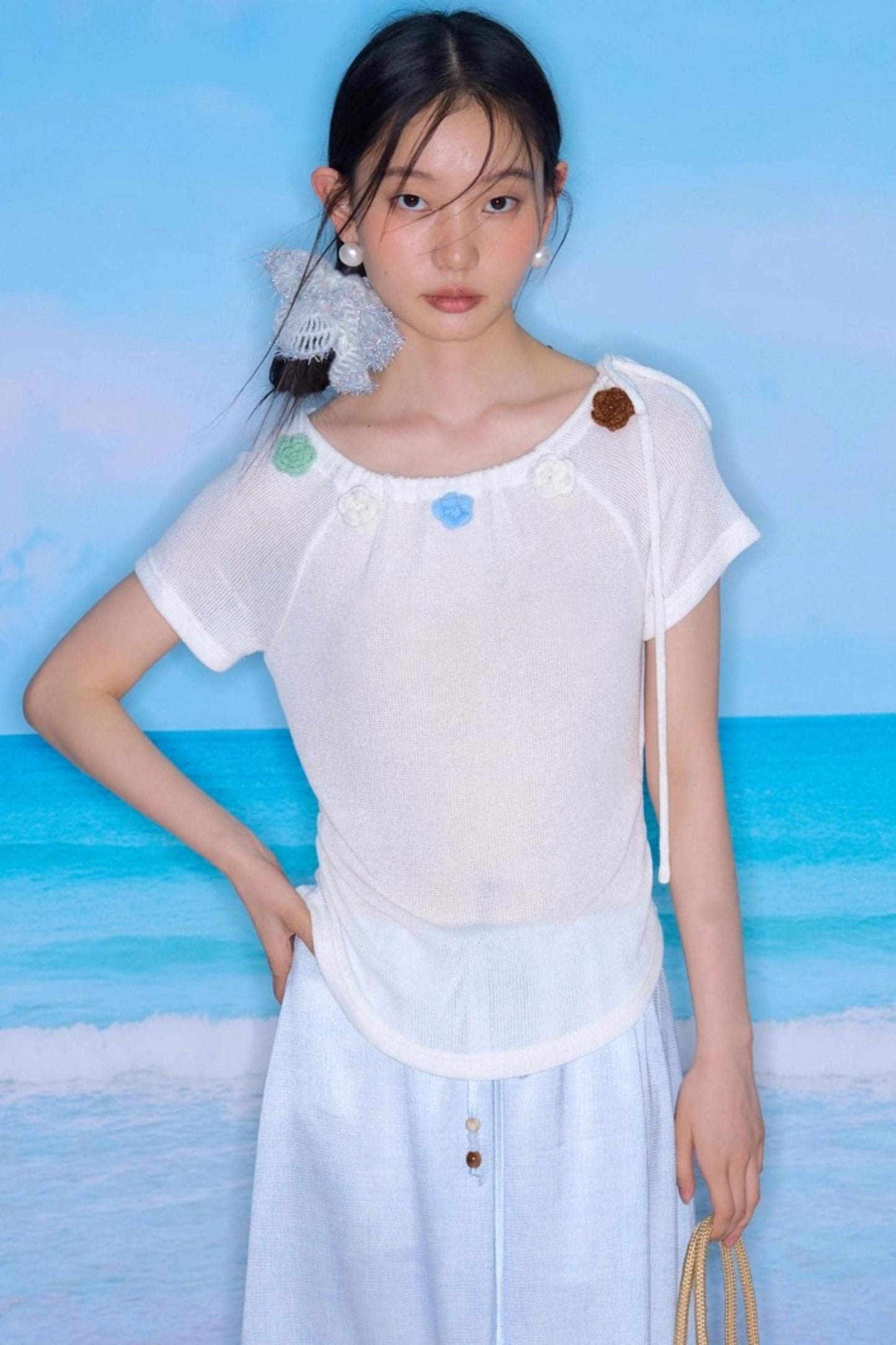 Flower Crochet Knit Top