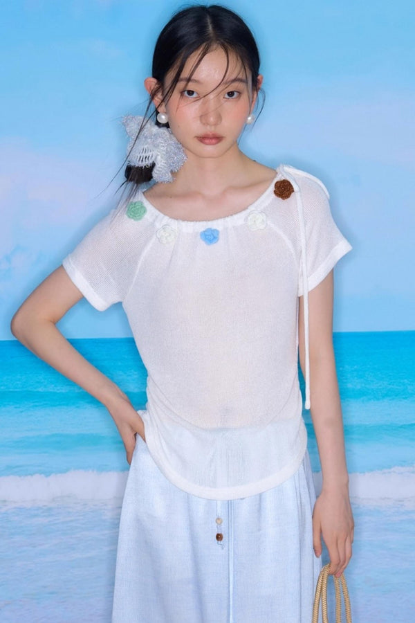 Flower Crochet Knit Top