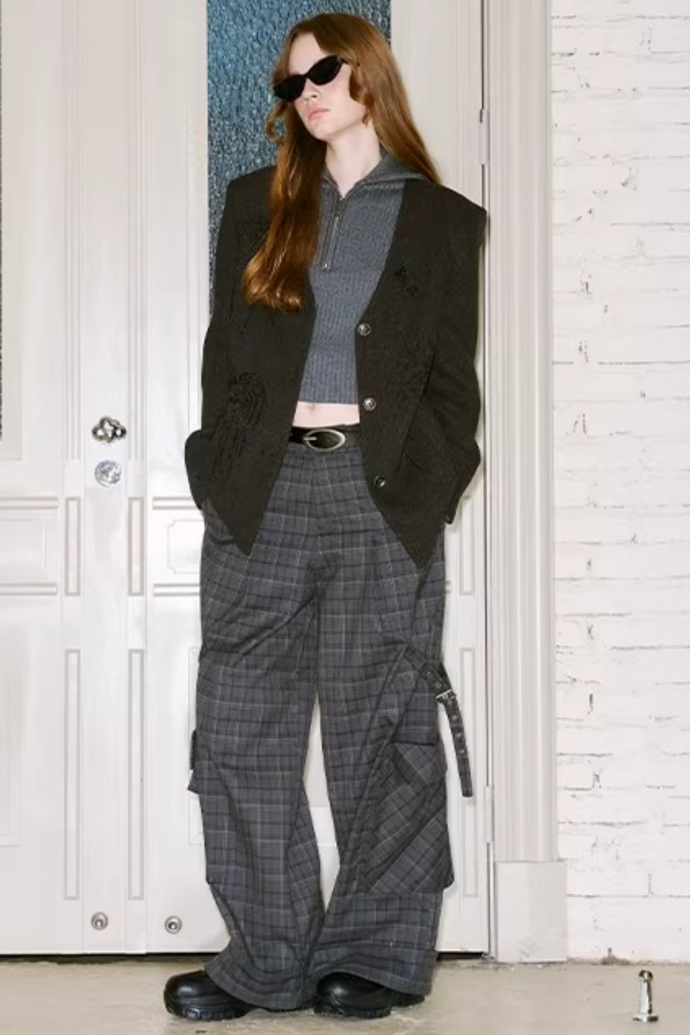 Knitted Plaid Sweater Set-Up