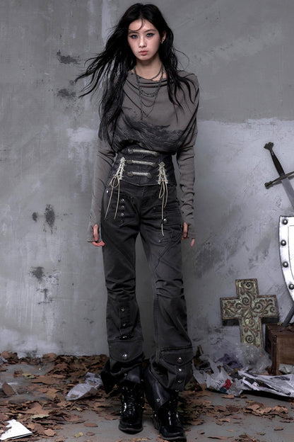 Wasteland Swing Collar Knitted Tops