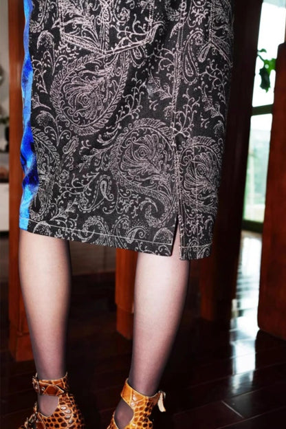 Vintage Original Print Denim Skirt