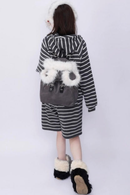 Furry Bear Crossbody Backpack