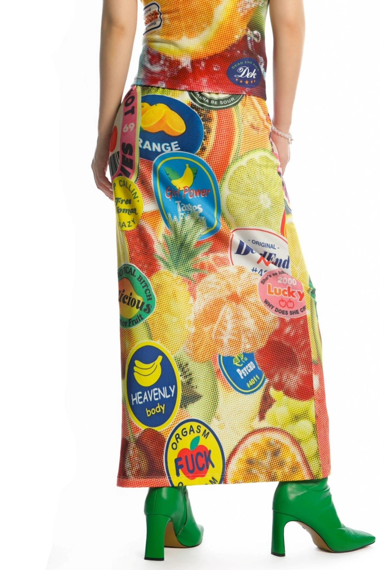 Reversible Print Stretch Casual Maxi Skirt