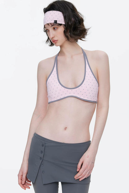 Lace-Up Striped Halter Bikini