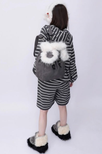 Furry Bear Crossbody Backpack