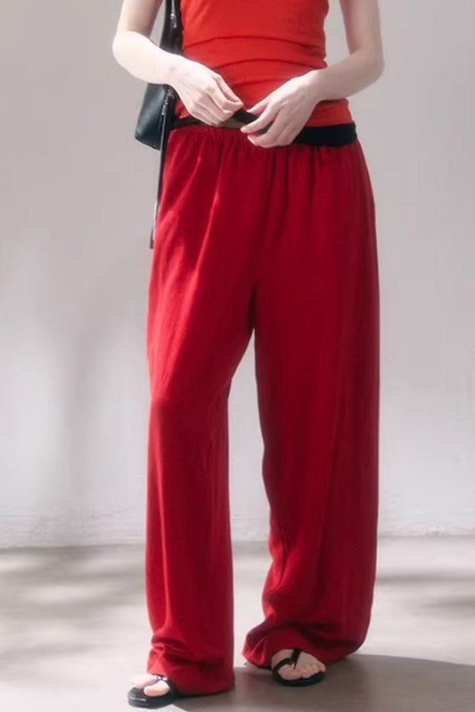 Linen Blend Wide-Leg Pants