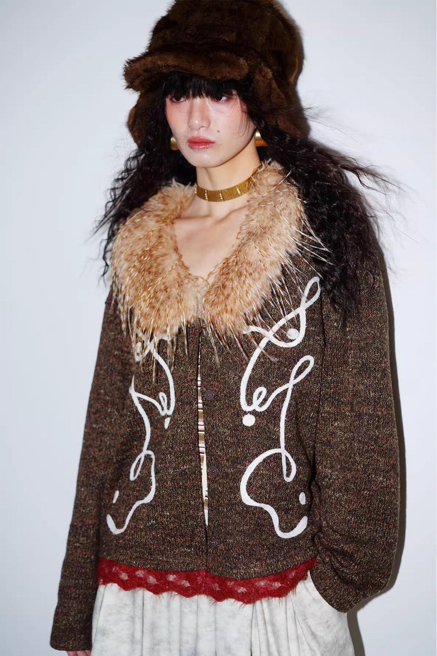 Retro Lace Knitted Cardigan