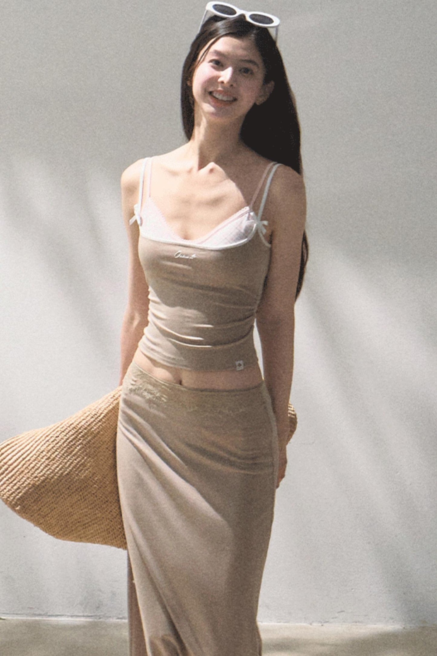 Lace-Trimmed High Waist Skirt