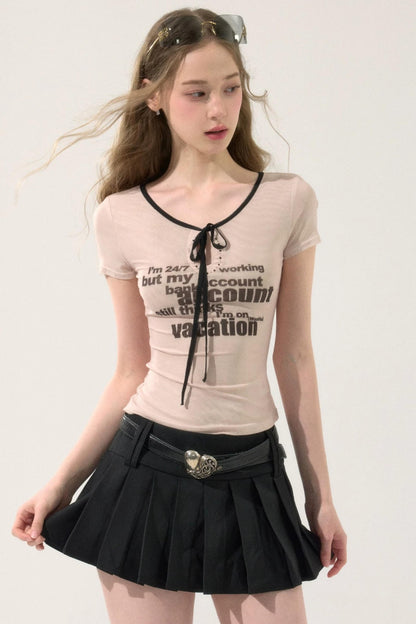 Retro Pleated Short Skirt