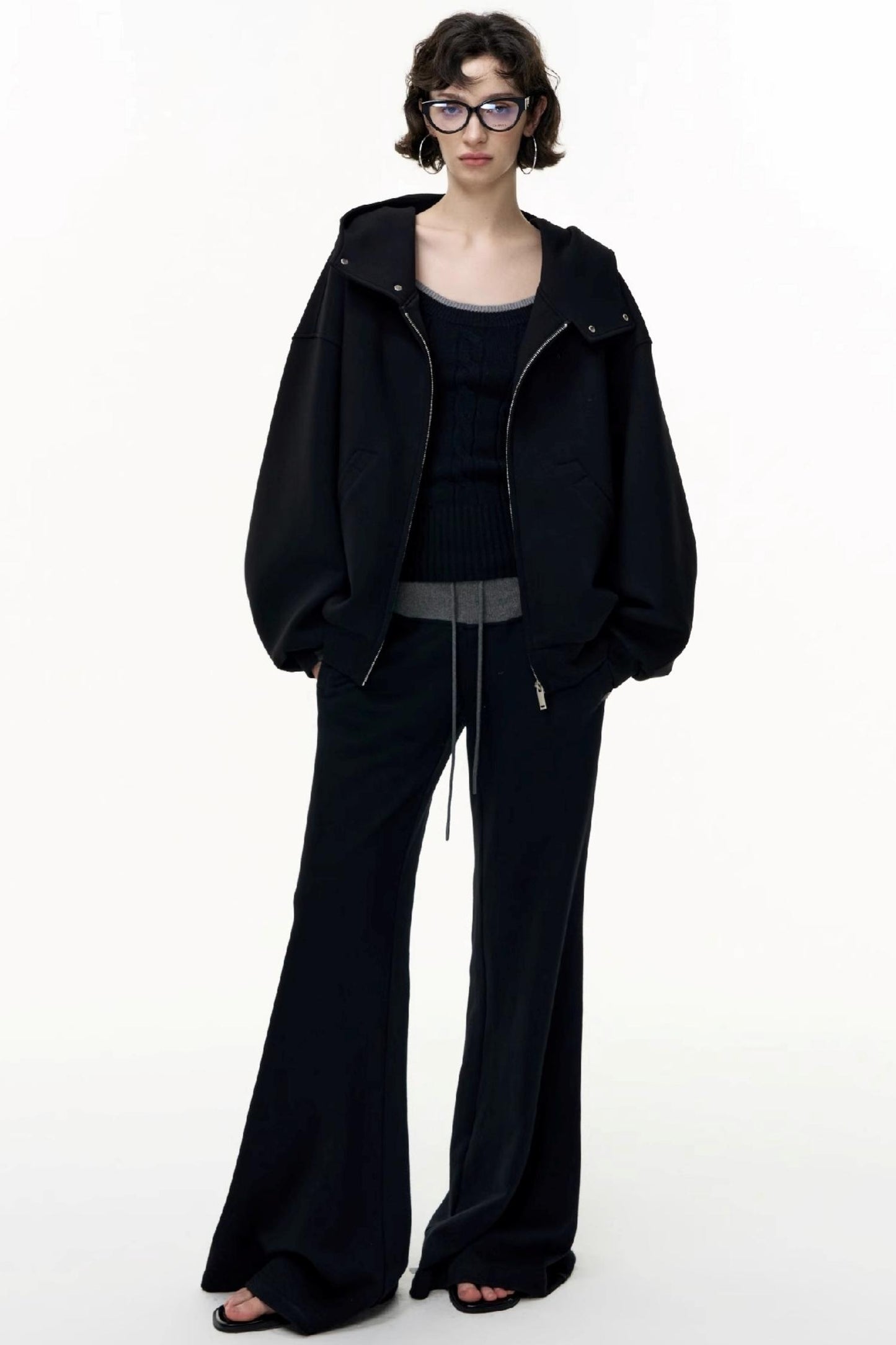 Flared Cotton Wide-Waisted Sweatpants