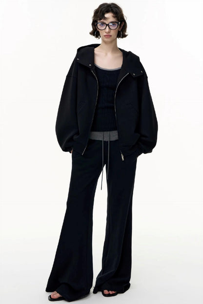 Flared Cotton Wide-Waisted Sweatpants