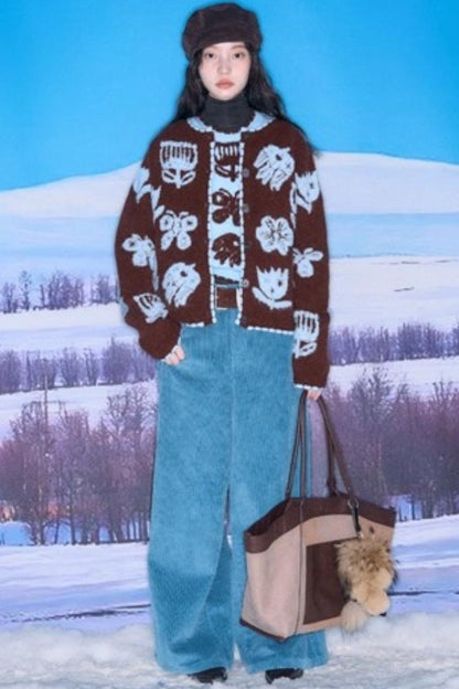 Velvet Jacquard Cardigan Set-Up