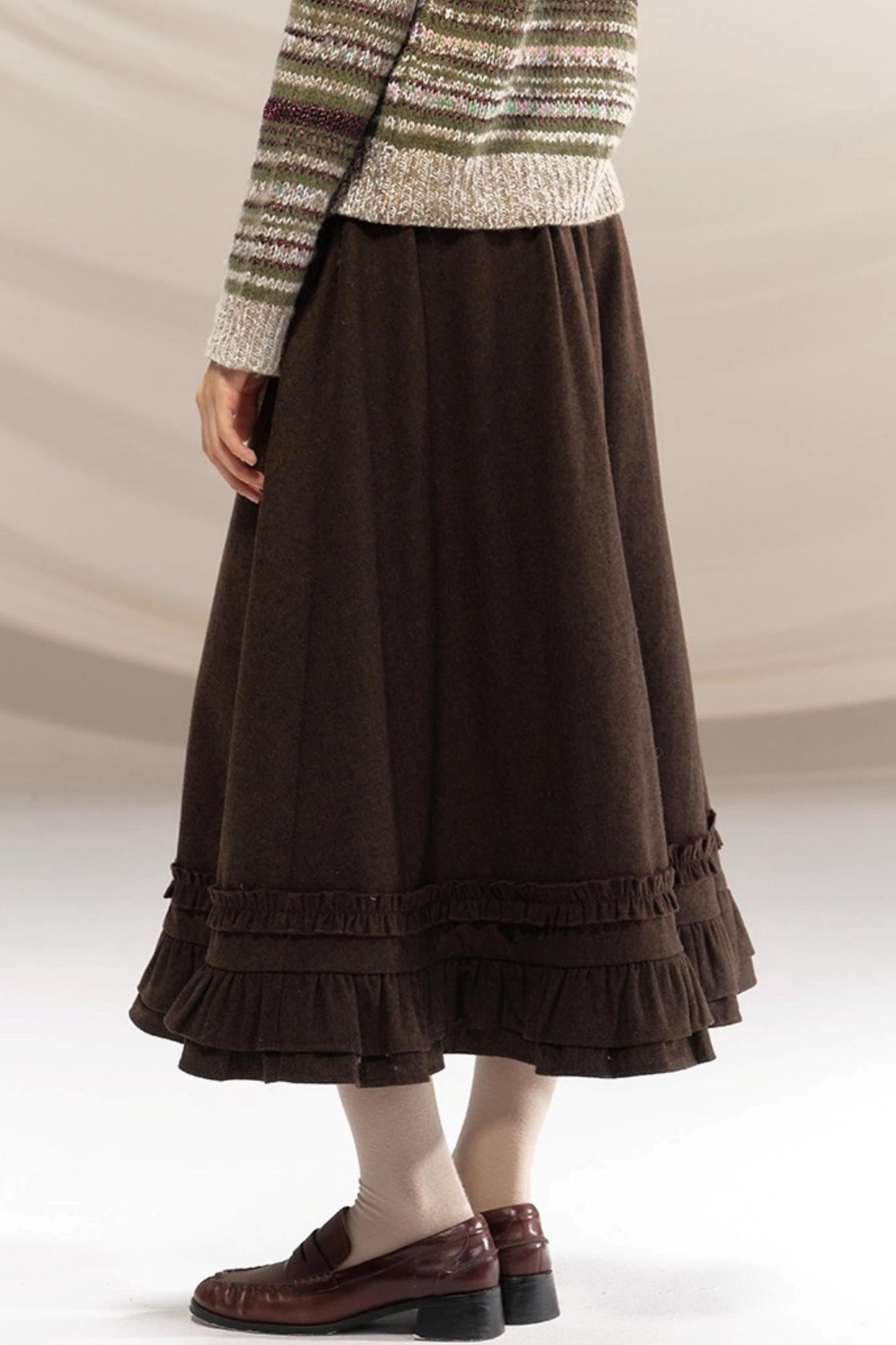 Hazelnut Lace Wool Skirt