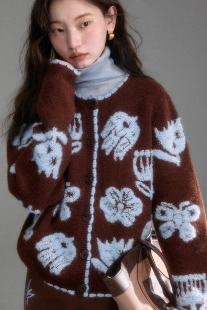 Velvet Jacquard Cardigan Set-Up