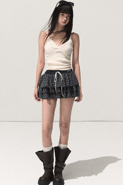 Shrine Plaid Woolen A-Line Skirt