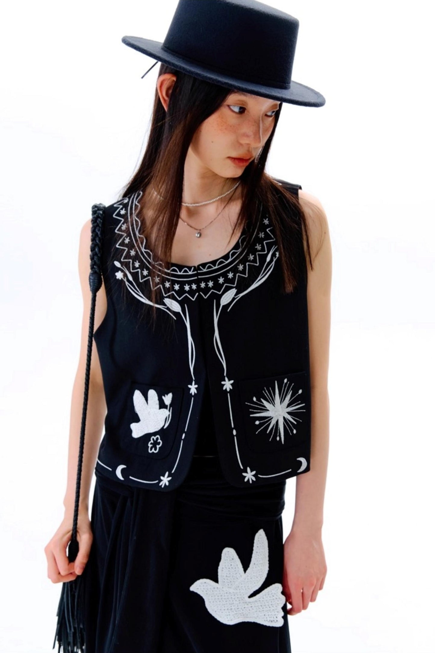 Bright Star Vintage Bird Embroidery Wool Jacket Set-Up