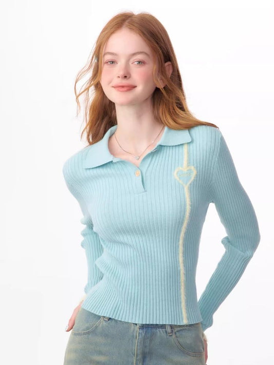 Slim Bottom Polo Neck Strickpullover 