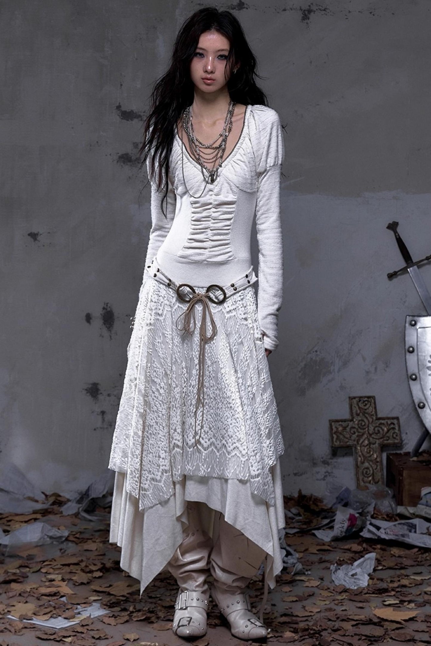 Court Dream Puff Sleeve Lace Maxi Dress