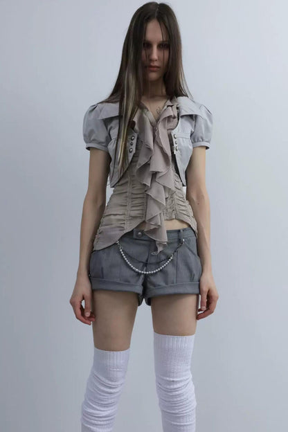 Retro Low-Rise Mini Anzugshorts